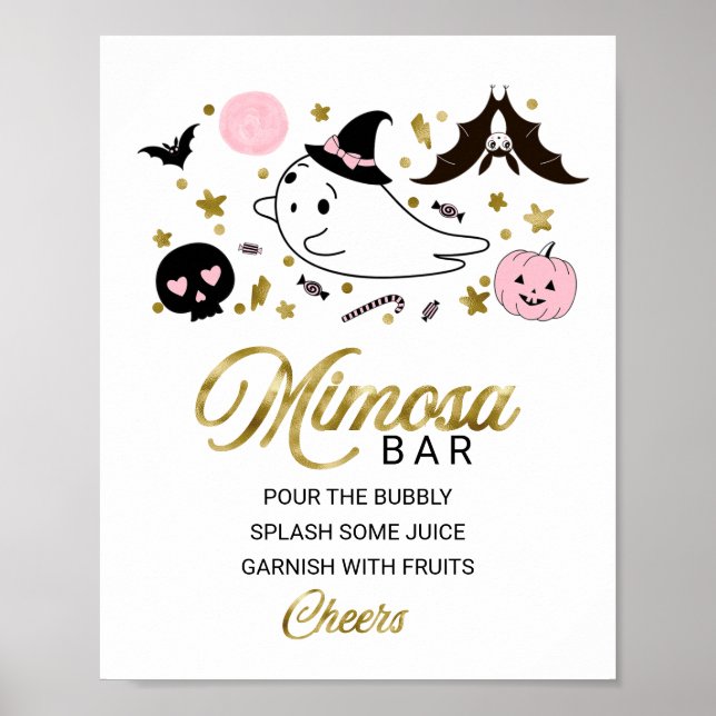 Halloween Girl Baby Shower Mimosa Bar Sign (Front)