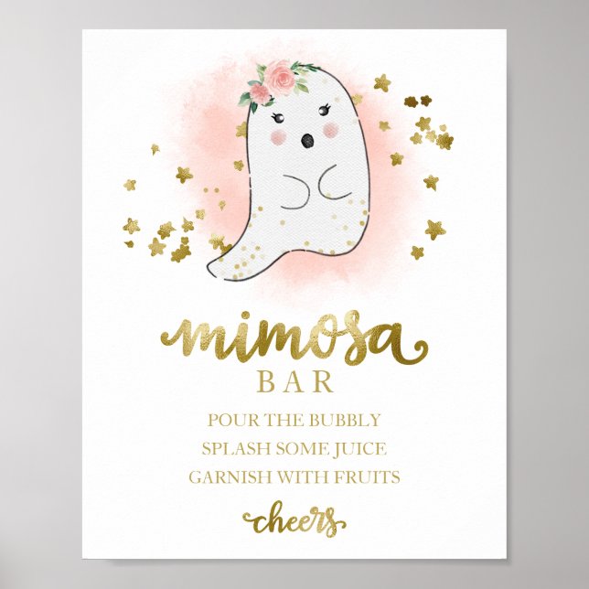 Halloween Girl Baby Shower Mimosa Bar Sign (Front)