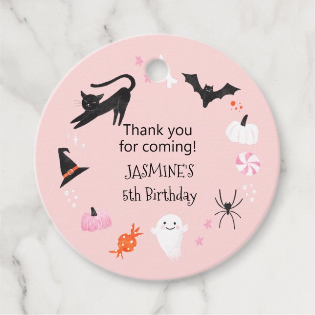 Halloween Girl Birthday Party Favour Tags (Front)