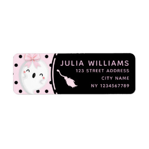Halloween Girl Birthday Pink Black Polka dot Ghost