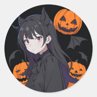 halloween girl classic round sticker
