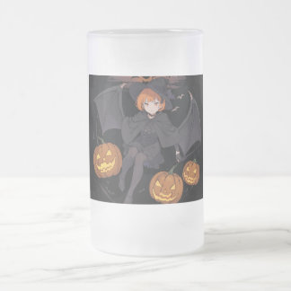 halloween girl frosted glass beer mug
