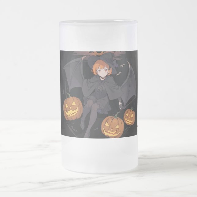 halloween girl frosted glass beer mug (Center)