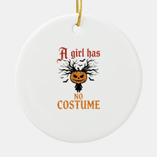 Halloween Girl Has No Costume Pumpkin Ceramic Tree Decoration