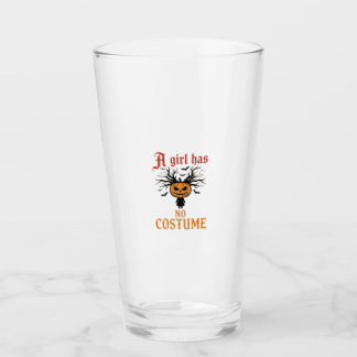 Halloween Girl Has No Costume Pumpkin Glass