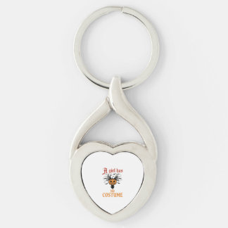 Halloween Girl Has No Costume Pumpkin Key Ring