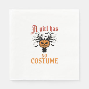 Halloween Girl Has No Costume Pumpkin Napkin