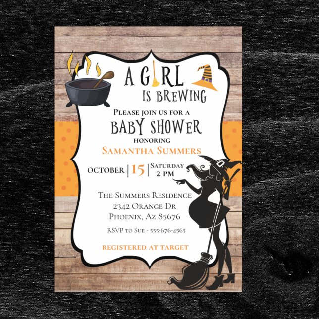 Halloween Girl is Brewing Witch Baby Shower Invitation (Creator Uploaded)