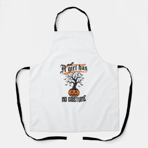 Halloween Girl No Costume Vintage Pumpkin_1 Apron