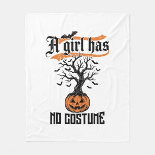 Halloween Girl No Costume Vintage Pumpkin_1 Fleece Blanket
