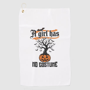 Halloween Girl No Costume Vintage Pumpkin_1 Golf Towel