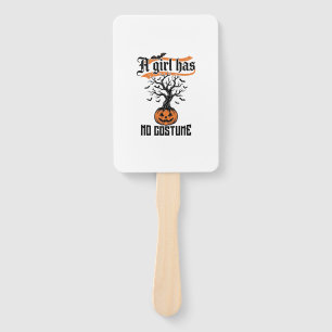 Halloween Girl No Costume Vintage Pumpkin_1 Hand Fan