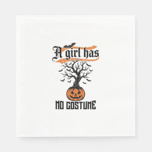 Halloween Girl No Costume Vintage Pumpkin_1 Napkin