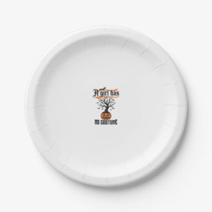 Halloween Girl No Costume Vintage Pumpkin_1 Paper Plate
