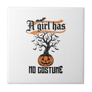 Halloween Girl No Costume Vintage Pumpkin_1 Tile