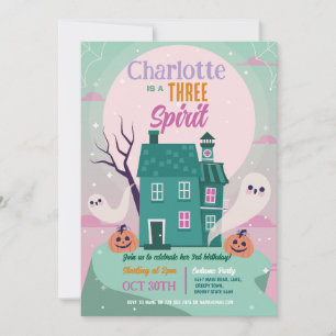 Halloween Girls 3rd 3 Ghosts House Party Haunted Invitation