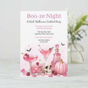Halloween Girls Night Out Pink Cocktail Party Invitation