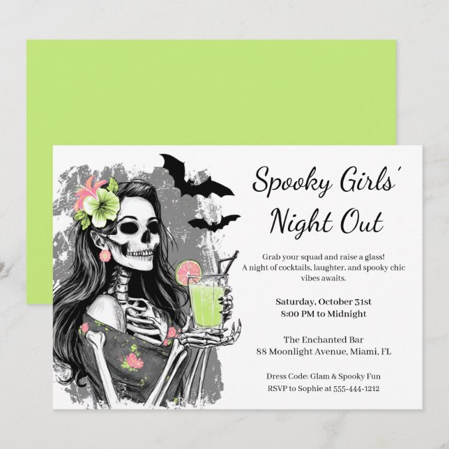 Halloween Girls Night Out | Spooky Cocktail Party Invitation (Front/Back)