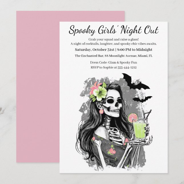Halloween Girls Night Out | Spooky Cocktail Party Invitation (Front/Back)