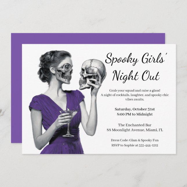 Halloween Girls Night Out | Spooky Cocktail Party Invitation (Front/Back)