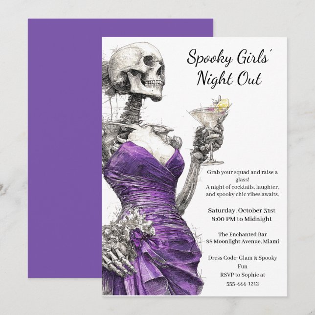 Halloween Girls Night Out | Spooky Cocktail Party Invitation (Front/Back)