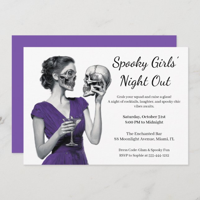 Halloween Girls Night Out | Spooky Cocktail Party Invitation (Front/Back)