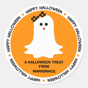 Halloween Girly Ghost Favour Classic Round Sticker