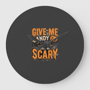 Halloween Give Me Candy Scary Cat Large Clock