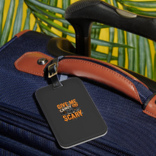 Halloween Give Me Candy Scary Cat Luggage Tag