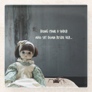 Halloween Glass Coaster, Creepy Miss Muffet Coaster