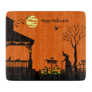 Halloween glass cutting board,witch,Jack-O-Lantern Board