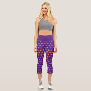Halloween Glitter Pumpkin Pattern Capri Leggings