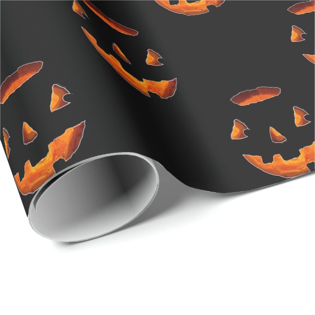 Halloween Glowing Pumpkin Wrapping Paper (Roll Corner)