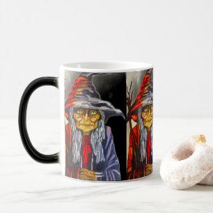 HALLOWEEN GLOWING RED WITCH  MAGIC MUG