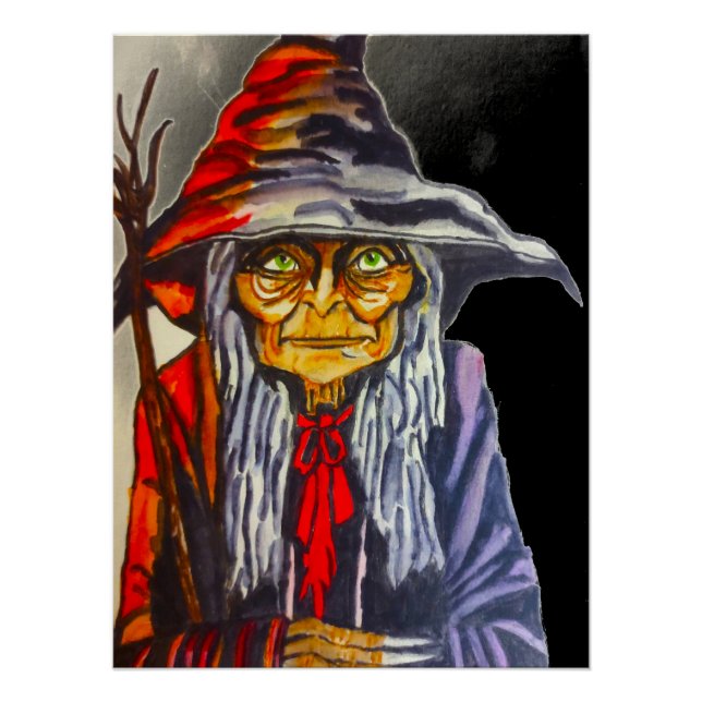 HALLOWEEN GLOWING RED WITCH  POSTER (Front)