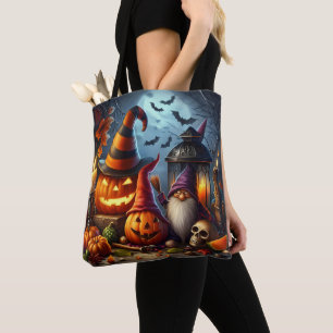 Halloween Gnome and Jack-O-Lanterns Tote Bag