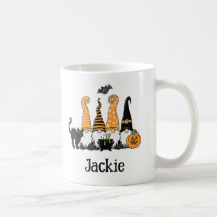 Halloween Gnome Black Cat Mug Personalised