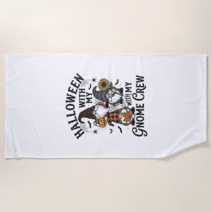 Halloween Gnome Crew Vintage Engraving Shirt_1 Beach Towel