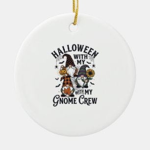 Halloween Gnome Crew Vintage Engraving Shirt_1 Ceramic Tree Decoration