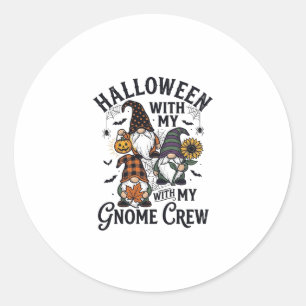 Halloween Gnome Crew Vintage Engraving Shirt_1 Classic Round Sticker