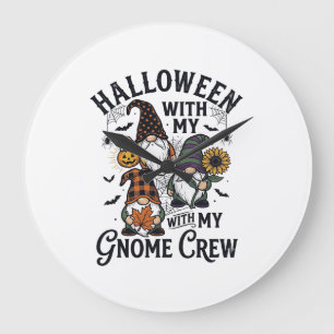 Halloween Gnome Crew Vintage Engraving Shirt_1 Large Clock