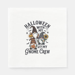 Halloween Gnome Crew Vintage Engraving Shirt_1 Napkin