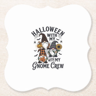 Halloween Gnome Crew Vintage Engraving Shirt_1 Paper Coaster