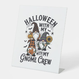 Halloween Gnome Crew Vintage Engraving Shirt_1 Pedestal Sign