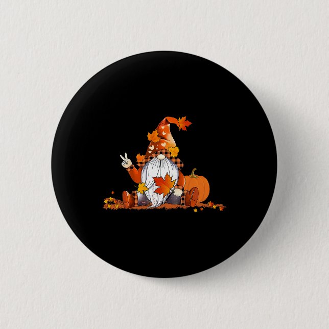 Halloween Gnome Cute Autumn Pumpkin Fall Holiday W 6 Cm Round Badge (Front)