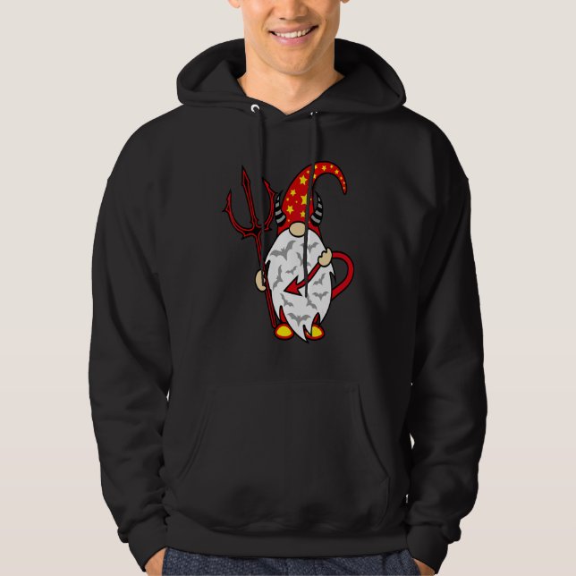 Halloween Gnome Devil with Trident and Long Devil' Hoodie (Front)