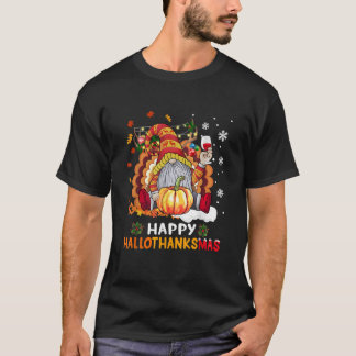 Halloween Gnome Happy HalloThanksMas Thanksgiving  T-Shirt