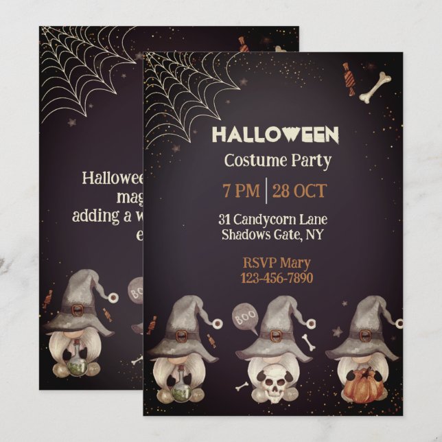 Halloween Gnome Invitation (Front/Back)