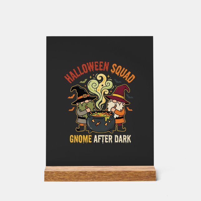 Halloween Gnome Midnight Mischief Acrylic Sign (Front)