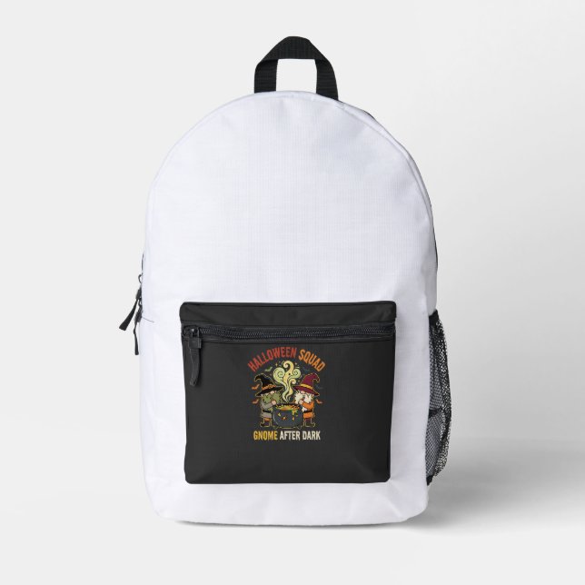 Halloween Gnome Midnight Mischief Printed Backpack (Front)